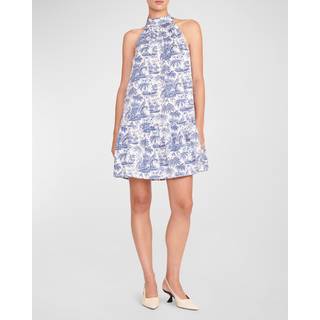 Staud Marlowe floral cotton minidress - blue - M