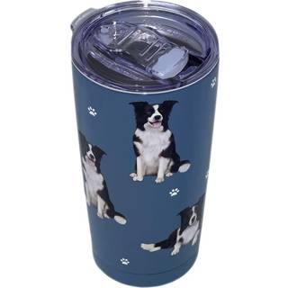 Border Collie Serengeti 16 oz. Rustfrit st?l vakuum isoleret tumbler med spildt bevisl?g - 3D -tryk - isoleret rejsekrus til varme eller kolde dr