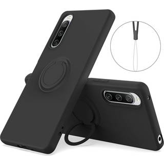 SKALO Sony Xperia 10 V Ultratynd silikonecover med ring - Sort