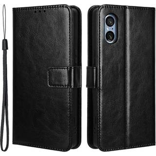 SKALO Sony Xperia 5 V Flip Cover m. pung i PU-læder - Sort