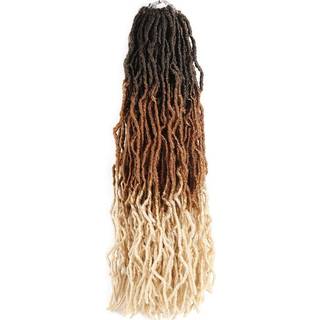 Ombre faux locs h?klet h?r 24 tommer 6 pakker bl?d locs tre tone sort/brun/blond pre looped b?lget faux locs h?klet h?r til kvinder letv?gt kl?e
