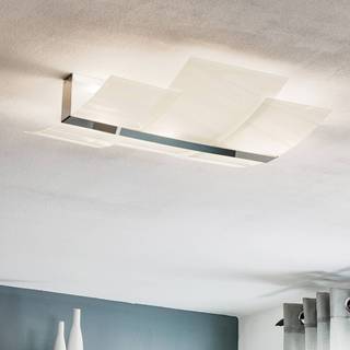Loftlampe Shifted, tre glasdele, krom
