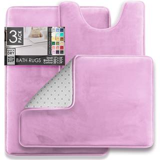 Clara Clark 3 stykker badev?relse t?pper badem?tte s?t fl?jl hukommelse skum badem?tter til badev?relse - skridsikre pvc backing bad t?pper vaskb