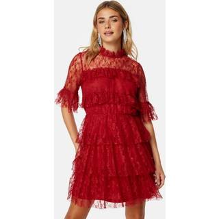 BUBBLEROOM Frill Lace Dress Red 38