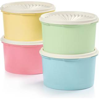 Tupperware Heritage Collection 8 Piece Food Storage Canister Set i vintage farver - Opvaskemaskine Safe & BPA Free - (4 containere + 4 l?g)