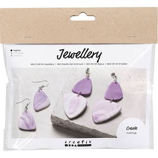 Mini DIY Kit Smykkeler, marmoreret øreringe, lilla