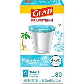 Glad Odorshield Sm affaldsposer med snoretrk 4 Gal Febreze Beachside Breeze 80 Ct pakke kan variere