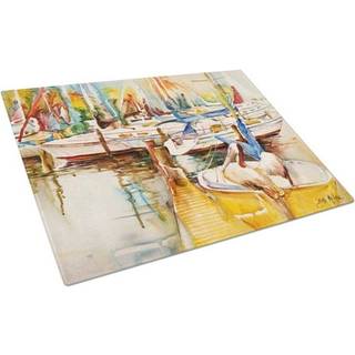 Carolines Treasures Sailboat med Pelican Golden Days Glass Cutting Board Large 12H X 16W Multicolor