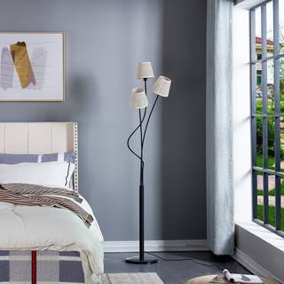 Lindby gulvlampe Torvy, sort/hvid, metal, 165 cm, E14