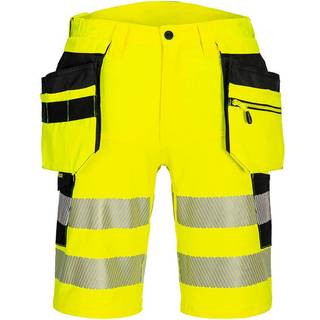 DX4 hi-vis hængelomme shorts - Gul/Sort (Størrelse: 32)