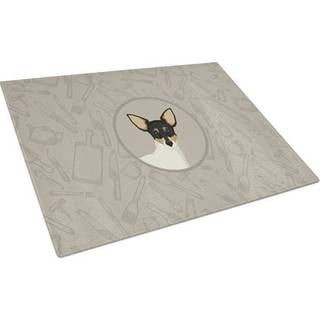 Caroline's Treasures CK2214LCB Toy Fox Terrier i køkkenglasskærebordet Stor dekorativt tempereret glasskæreskæring og serveringsplade i stor stør