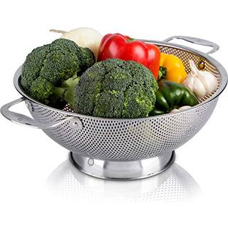 Livefresh rustfrit stål mikro-perforeret 5-liters dørslag-Professionel sil med tunge håndtag og selvdrenerende solid ringbase-opvaskemaskine sikk