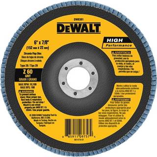 DEWALT DW8381 6-tommer x 7/8-tommer 60G Type 29 HP FLAP DISC