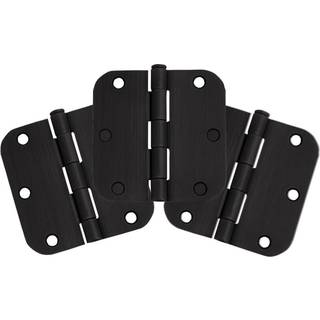 Design House 188904 6-huller 3,5-tommer x 3,5-tommer 5/8-tommer radius d?r h?ngsel matte sort 3-pakke