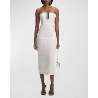 Self-Portrait Bridal sequined bouclÃ© midi dress - white - XXXS