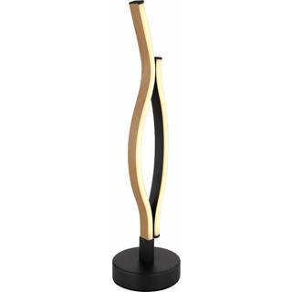 LED-bordlampe Geronimo, højde 47 cm, sort/trælook