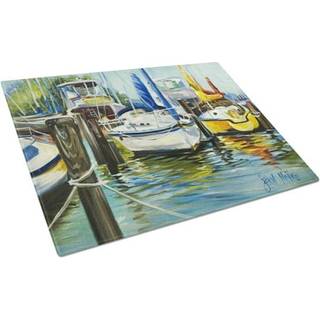 Caroline's Treasures JMK1085LCB gul båd II Sailboat Glass Cutting Board Stor dekorativt tempereret glas køkkenskæring og serveringsplade stor stø