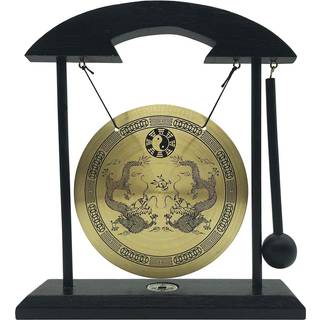 Mose Cafolo Zen Art Brass Feng Shui Desktop Table Gong Dragon med Taiji Symboler G?r klar lydsamlingsfigurer