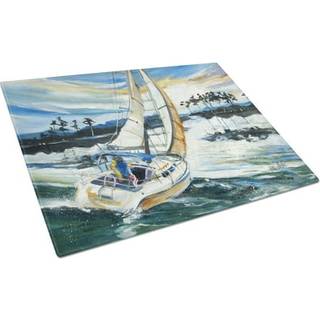 Carolines skatte JMK1055LCB sejlbåde ved Lake Martin Glass Cutting Board Stor dekorativt tempereret glasskæreskæring og serveringsplade Stor i st