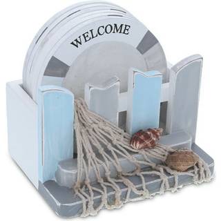 COTA Global Moonlight Nautical Drink Coasters Set p? 6 - Rustikke kyster til drinks med Holder Beach Decorations til hjemmekystindretning Tabler