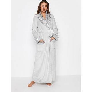 Lts Tall Light Grey Animal Print Shawl Maxi Dressing Gown 8-10 Lts | Tall Women's Dressing Gowns