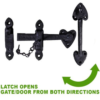 Renovatorer leverer badev?relsesd?rl?sel?s 8 in. Black Iron Lock Heart Thumb Gate Latch med monteringshardware