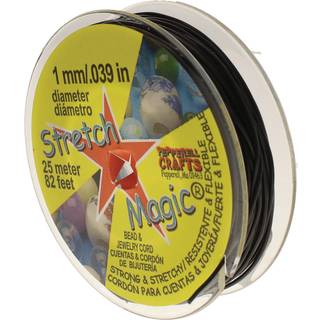 Stretch Magic Bead & Jewelry Cord - Strong & Prethery Let at knude - sort farve - 1 mm diameter - 25 meter (82 ft) spole - Elastisk streng til fr