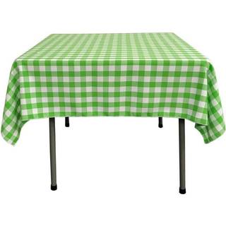La Linned Polyester Gingham Checkered 58 af 58-tommer firkantet dug White and Lime
