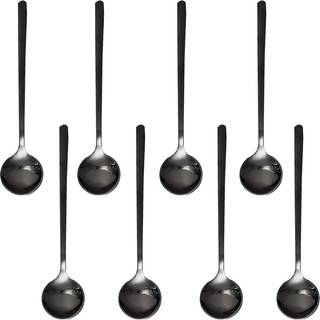 Pakke med 8 sorte rustfrit st?l espresso skeer findtop mini teskefulde s?t til kaffesukker dessert kage is suppe Antipasto cappuccino 5,3 tommer