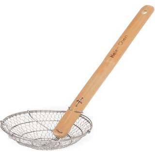 Helen? Asian Kitchen Spider Siliner | Kompakt 5-tommer bambustrådmesh-sølv med håndlavet håndtag til præcisionskogning og små portioner