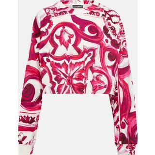 Dolce&Gabbana Majolica cropped cotton jersey sweatshirt - pink - XXS