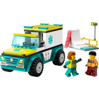 Lego City Emergency Ambulance og Snowboarder Toy Vehicle Playset for Kids Boarder og Paramedic Minifigures Imaginative Toating Play Winter Toy Fo