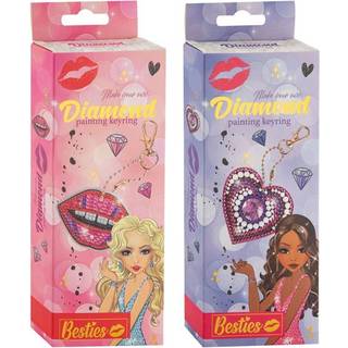 Besties Diamond painting nøglering - perlekunst - Hjerte
