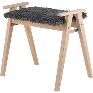 Oscarssons Möbel, Alme Stool Hvidolieret eg/fåreskindslook mørkegrå