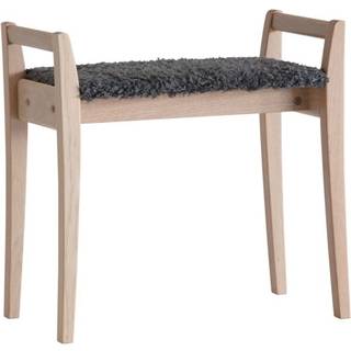 Oscarssons Möbel, Meja Stool Hvidolieret eg/fåreskindslook Mørkegrå