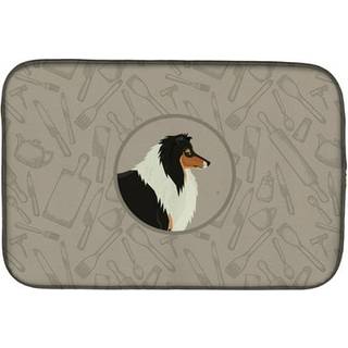 """" Caroline's Treasures CK2179DDM Collie in the Kitchen Dish-Drying-Mats 14x21 Multicolor """"