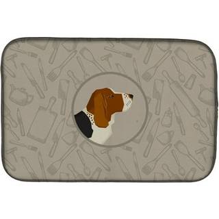 """" Caroline's Treasures CK2165DDM Basset Hound in the Kitchen Dish-Drying-Mats 14x21 multicolor """"