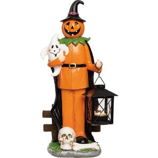 Spooky Teelichthalter Kürbis mit Geist & Laterne 37cm