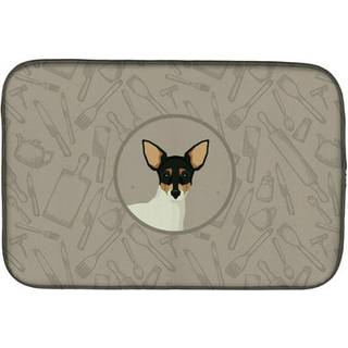 """" Caroline's Treasures CK2214DDM Toy Fox Terrier in the Kitchen Dish-Drying-Mats 14x21 Multicolor """"