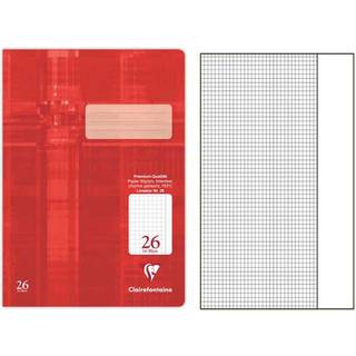 Schulhefter Rot A4 kariert mit Rand 16 Batt - rot