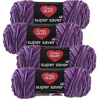 Red Heart Super Saver Yarn (4-Pack 5oz Skeins) (lilla toner)