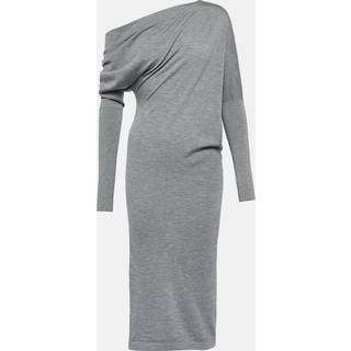 Tom Ford Off-shoulder cashmere and silk midi dress - grey - L