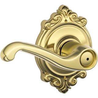 Schlage F40 Fla 605 Brk Brookshire Collection Flair Privacy Lever Bright Brass