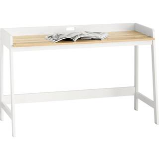 SoBuy lille skrivebord med skuffer - hvid/natur (125x80x51 cm)