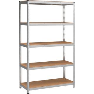 5-lags hylde, stålhylde til opbevaring, til garage, skur, bæreevne 875 kg, sølv