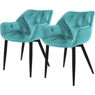 ML-Design Spisebordsstol, sæt af 2, petrol, metalben,