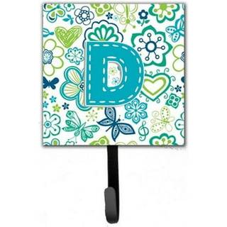 """" Caroline's Treasures CJ2006-DSH4 Letter D Blomster og sommerfugle Teal Blue Leash eller Key Holder Small Multicolor """"