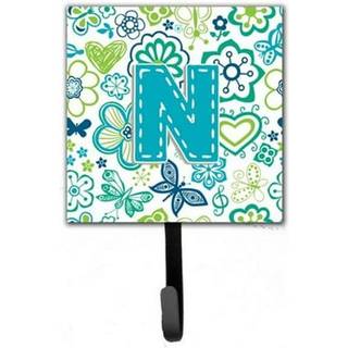 """" Caroline's Treasures CJ2006-NSH4 Letter N Blomster og sommerfugle Teal Blue Leash eller Key Holder Small Multicolor """"