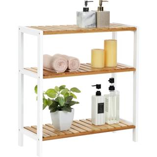 Songmics bambusopbevaringshylde, 3-lags planter sko rack, multipurpose, i indgangen, badeværelse, stue, balkon, køkken, naturlig og hvid BCB33WN