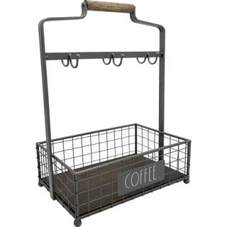 Rae Dunn Coffee Mug Holder - 6 Hook Coffee Cup Rack med rektangul?r rustik stil i lurret indehaver til opbevaring og display - krusstativ arrang?